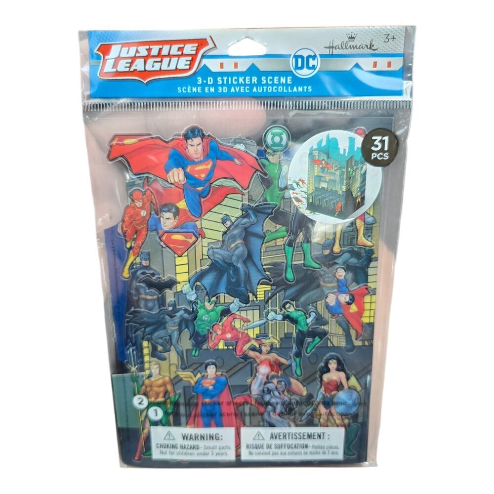 DC Justice League 3D Sticker Scene 31 Pcs Hallmark DC Comics Warner Bros